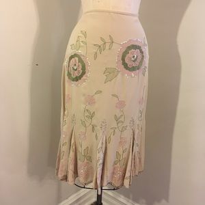Anthropology silk beaded skirt